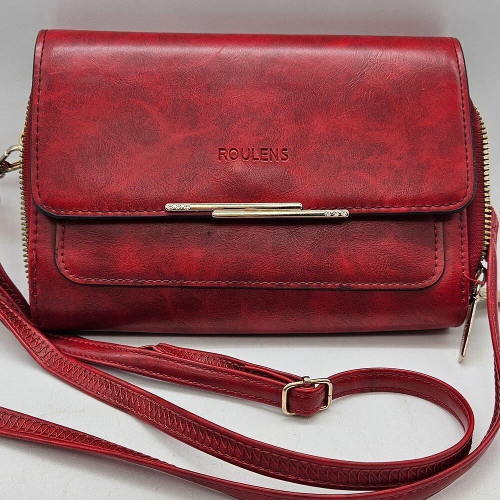 Roulens Crossbody Bag Womens Small Red Faux Leather Wallet Purse Forever Young